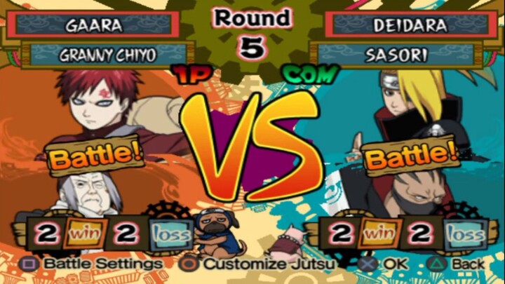 GAARA VS DEIDARA GAMEPLAY ™ Battle Games Naruto Shippuden Ultimate Ninja 5 PlayStation2