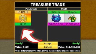 Blox Fruits Trading 100 Robux for 1 Dragon/Kitsune!
