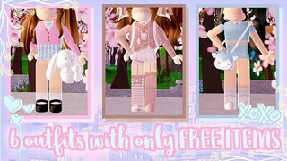 🌸6 aesthetic and cute outfits with Free Items | ✨No Gamepasses needed!!! (lookbook/outfit ideas🎀)