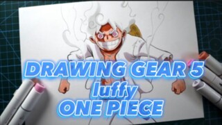 cara menggambar gear 5 luffy