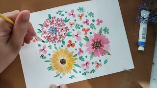 Beginners: Easy Beautiful Spherical Motif using Watercolor in 10min