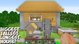 This is most BIGGEST and TALLEST and LONGEST HOUSE in Minecraft ! LARGE HOUSE VS VILLAGE !