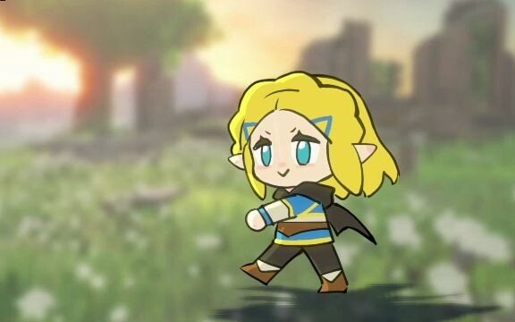 Zelda walking around Hyrule