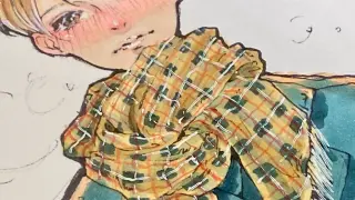 [Zhi Shangjun] The soul is colored! Check scarf? Mark pen draws Japanese watercolor style~