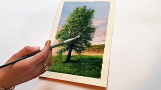 Painting Time Lapse | Tree and Landscape For Beginners | Oil Colors