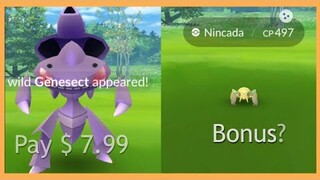 I paid 8 dollars to catch this pokemon! Genesect and shiny Nincada/Ninjask is live in Pokemon Go!