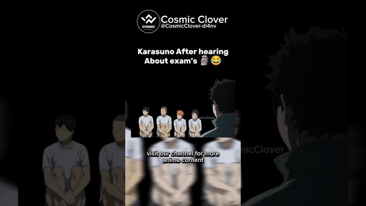 Karasuno reaction after hearing about exam 😂 #karasuno #haikyuu #anime #edit #funnymoments