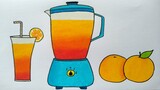 Cara menggambar dan mewarnai blender jus || Menggambar jus buah buahan || Menggambar buah jeruk