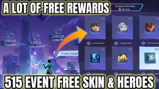 Upcoming 515 Event Revealed Some Event Free Rewards Update | Free Heroes, Skins & ETC. | MLBB