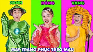 Thử Thách May Quần Áo Theo Màu Sắc MÀU XANH , MÀU VÀNG , MÀU HỒNG - Tiệm May Vui Nhộn Hà Sam