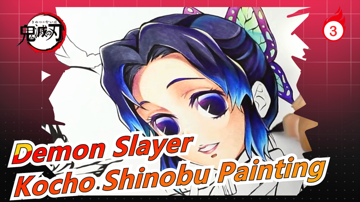 [Demon Slayer] Kocho Shinobu's Color Painting/The Whole Process of Painting (from draft to color)_3