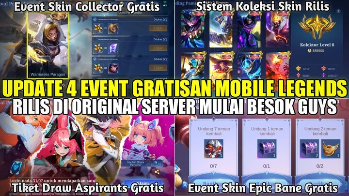 UPDATE 4 EVENT GRATISAN MLBB 2024! SKIN COLLECTOR NATALIA GRATIS, TIKET DRAW ASPIRANT,SISTEM KOLEKSI