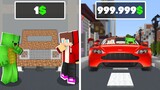 1$ CAR vs 999.999$ CAR - Maizen JJ and Mikey - Funny Story in Minecraft