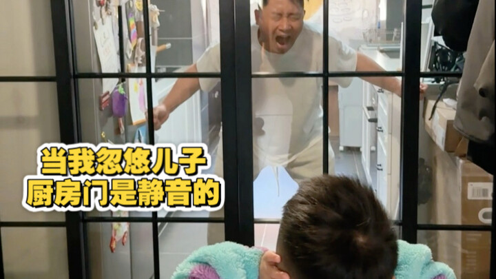 当我忽悠儿子厨房门是静音的！