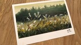 [Vẽ tranh] Tranh sơn dầu - Cỏ lau - Gió và nắng mùa thu
