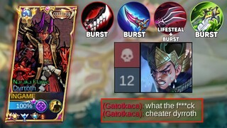 TARGET LOCK BUFFED GATOTKACA UNTIL HE SAID I'M CHEATER | DYRROTH INSTANT DELETE BUILD & COMBO