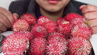 Eating frozen Rambutan