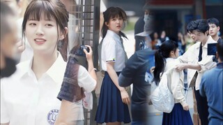 Zhao Lusi is a highschool girl in recently filming drama #hiddenlove