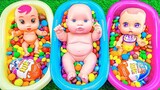 [DIY] Three Baby Toys Take A Bath In A Magical Rainbow Candy Tub