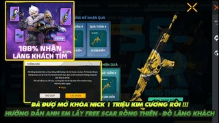 Free Fire | Đã mở khóa nick 1 triệu kim cương - Hướng dẫn anh em lấy Free scar rồng - đồ lãng khách