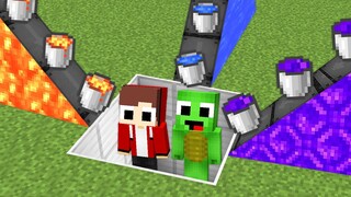 What if Mix All Liquids with Baby Mikey and JJ in Minecraft challenge (Maizen Mizen Mazien)