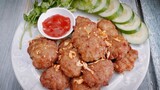 หมูก้อนทอดกระเทียมพริกไทยคีโต​ จากหม้อทอดไร้น้ำมัน : Fried Minced Pork Balls