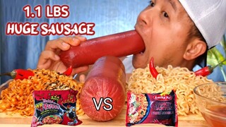 🔴 1/2KG JUMBO HOTDOG SAMYANG X2, 2 PACKS PANCIT CANTON | PINOY MUKBANG | collab w/ @japina tv