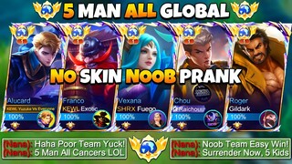 5 Man Global YouTubers No Skin! 🤣 (Enemy Underestimate Us!🤮) - Not Until We Showed Our Real Skills!🔥