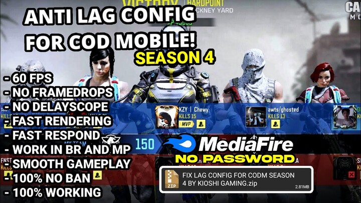 NEW UPDATE CONFIG IN CALL OF DUTY MOBILE SEASON 4 | 60FPS IN MP/BR | NO BLACK SCREEN | KIOSHI