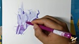 Gambar pulpen yang membutuhkan waktu "setengah tahun" untuk diselesaikan, Mobile Suit Gundam - Sazab