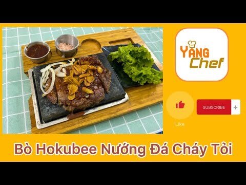 Bò hokubee nướng đá cháy tỏi | hokubee beef grilled on stone with garlic