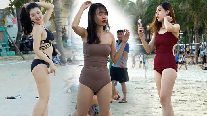 Vietnam Beach Scenes Mar 2024 Walk Around See So Many Beautiful Girl Chilling, Enjoying New