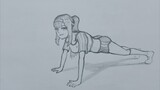 Animasi sederhana, latihan push-up Bella
