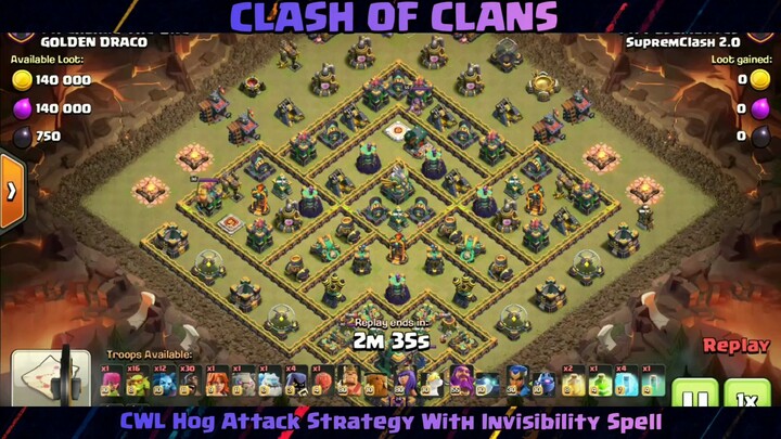 CWL Hog Attack Strategy With Invisibility Spell