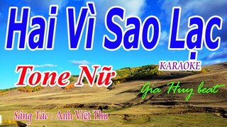 Hai Vì Sao Lạc - Karaoke - Tone Nữ - Nhạc Sống - gia huy beat