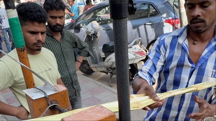 Making Of Sugarcane Juice With Manual Tool