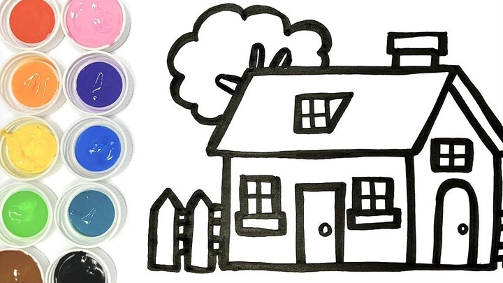 My favorite house to draw as a kid! Teaching children to draw a fenced cottage is the rural cottage 