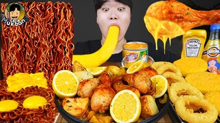 ASMR MUKBANG 직접 만든 양념 치킨먹방! 치즈스틱 짜파게티 레시피 FRIED CHICKEN AND BLACK BEAN NOODLES EATING SOUND!