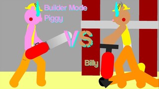 Billy Vs Builder Mode Piggy - Battle Of The Construction Workers - Stick Nodes Roblox Piggy