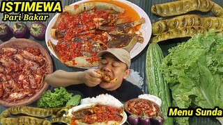 MUKBANG LALAPAN MENTAH  CUMI ASIN SAMBAL PEDAS  IKAN PARI SAMBAL BALADO PETAI GORENG  #asmr