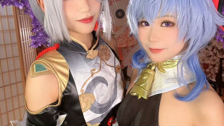 还不睡觉xd要看我们跳舞吗？🩵🤍甘雨: Mimizu 蚯蚓君 申鶴: Yoru小夜   #原神 #申鹤#甘雨#cos