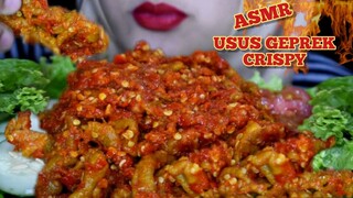 ASMR USUS AYAM CRISPY GEPREK  SUPER PEDAS |(chicken intestine)| ASMR INDONESIA