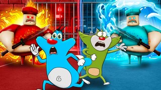 Roblox Oggy Escaping Fire Barry's And Water Barry's Prison With Jack