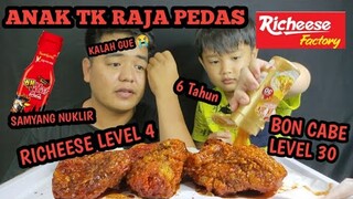 RAJA PEDAS!! ANAK TK MAKAN RICHEESE LEVEL 4 PLUS SAOS SAMYANG NUKLIR DAN BON CABE LEVEL 30 🔥🔥