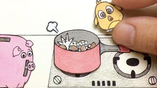 [Hand-drawn stop-motion animation] A star comes to my house for dinner, and I stew a pot of deliciou