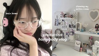 productive homebody vlog🧸: back home after 7 months, reorganizing my entire room, trying crumbl