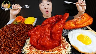 ASMR MUKBANG 직접 만든 양념 치킨먹방! 스테이크 짜파게티 레시피 & 먹방 FRIED CHICKEN AND BLACK BEAN NOODLES EATING SOUND!