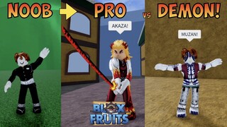 Blox Fruits, Noob to Pro But I Become A Demon Slayer And Defeat AKAZA?