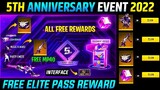 5th anniversary free fire | free fire 5th anniversary event free rewards | free fire new event