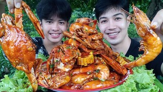 ปูถังกุ้งถัง ถาดใหญ่ๆซอสแบบเข้มข้น แซ่บสุดๆ